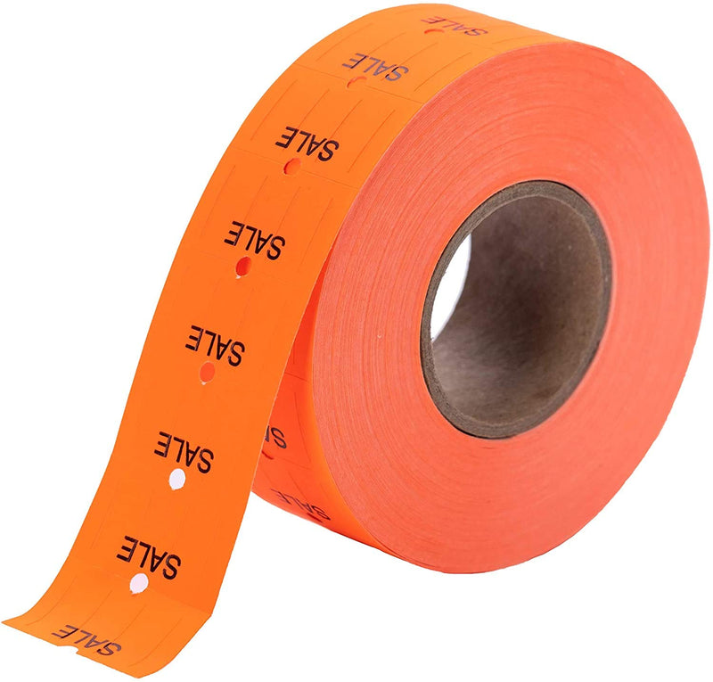 "Sale" Flou. Red Perco Labels for Perco 2 Line Labeler Gun - 1 Sleeve, 6,000 Labels -