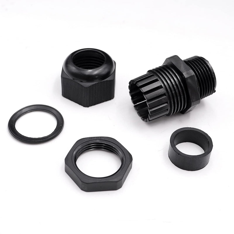 Tnuocke 5 PCS Nylon Cable Glands 3/4" NPT,Waterproof Adjustable Diameter 10-18mm Cable Connectors,Plastic Cable Gland Joints with Gaskets 3/4 NPT-BK