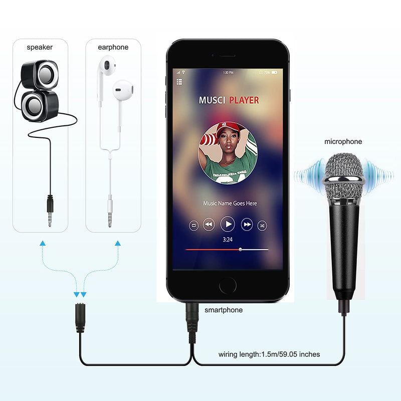 Uniwit Mini Portable Vocal/Instrument Microphone for Mobile Phone Laptop Notebook Apple iPhone Sumsung Android with Holder Clip (Black) Black