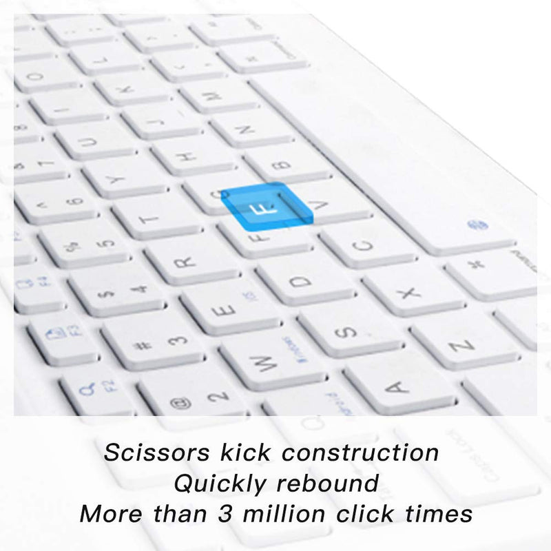 XIWMIX Ultra-Slim Wireless Bluetooth Keyboard - Universal Rechargeable Bluetooth Keyboard Compatible with iPad Pro/iPad Air/iPad 9.7/iPad 10.2/iPad Mini and Other iOS Android Windows Devices white