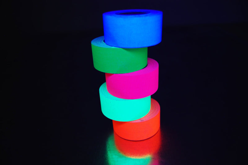 1 Inch x 6 Yards UV Blacklight Reactive Fluorescent Gaffer Tape (5 Pack 5 Rolls x 6 Yards) 5 Pack 5 Rolls x 6 Yards