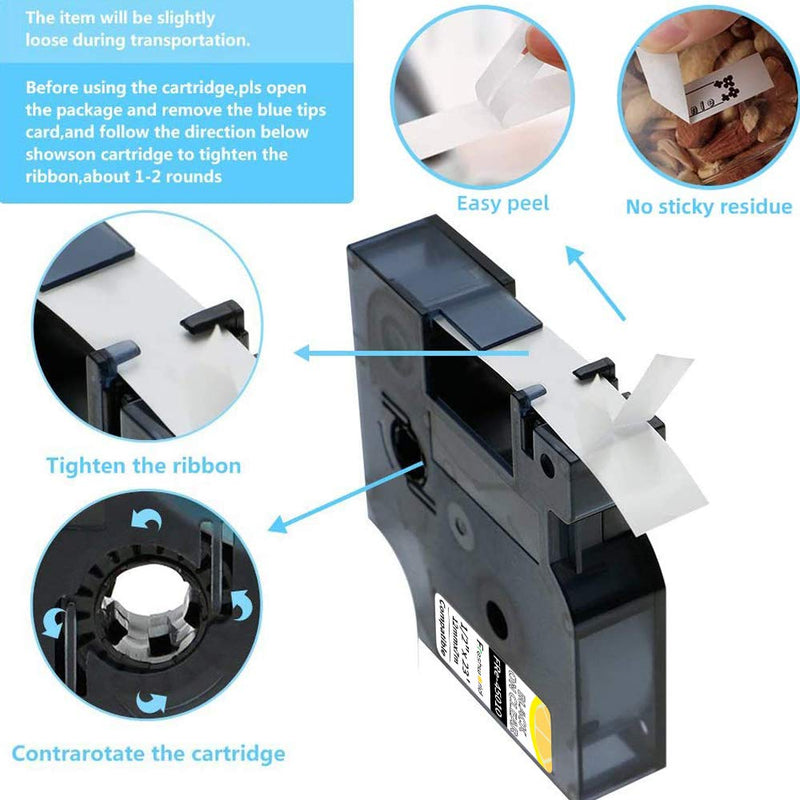 Freshworld Compatible Labeling Tape Replacement for Black on Clear Dymo D1 label tape 45010 S0720500 Ink Refill,1/2 Inch x 23 Ft,for Dymo LabelManager PnP 160 260P 360D 280 420 450 Duo Label Maker, 5P