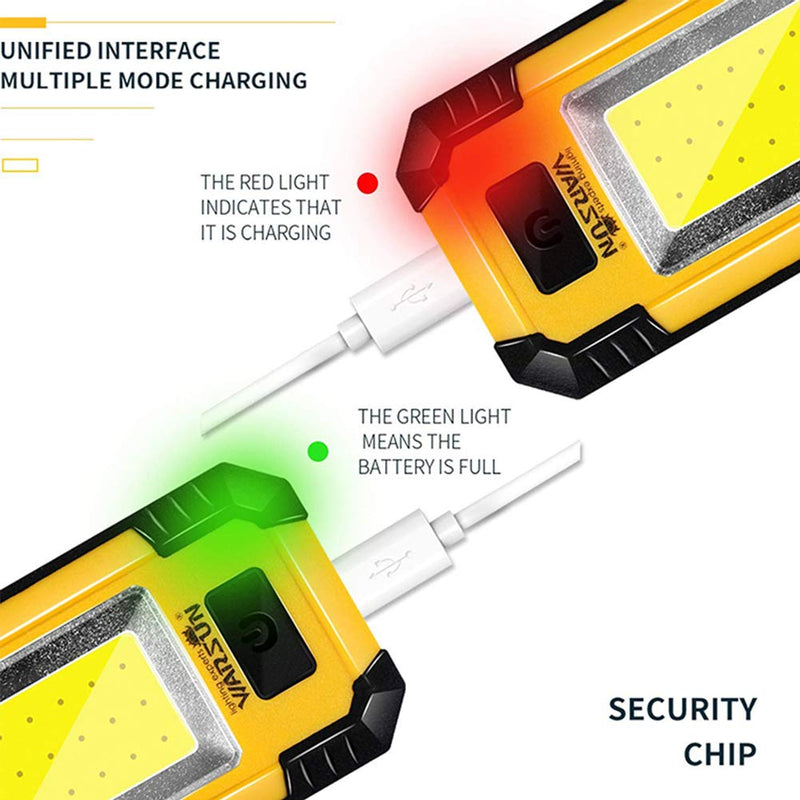 WARSUN Led Work Lights Rechargeable Magnetic Portable Work Light 30w 1200 Lumens for Camping Car Repairing (Yellow+Yellow) Yellow+Yellow