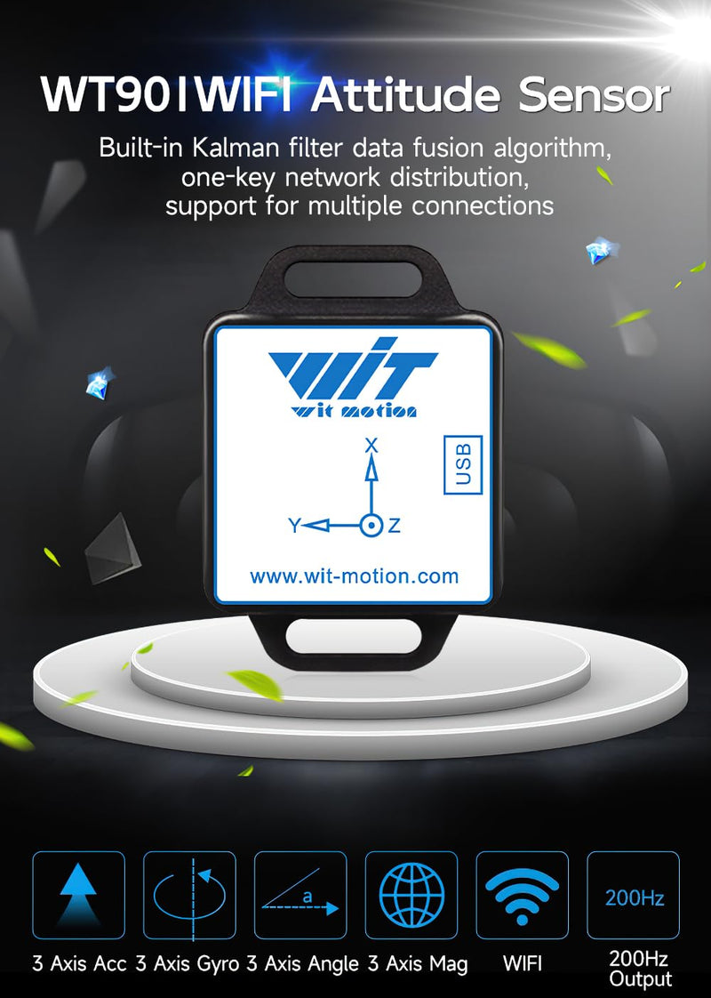WT901WiFi Wireless Connection PC + Serve Saved 9 Axis AHRS Sensor 3 Axis Tilt Angle Inclinometer Accelerometer Gyroscope Magnetic Field mpu9250 module provides PC/Android/Server software