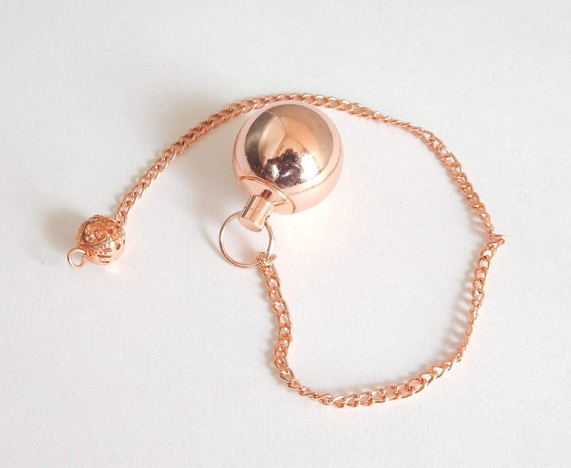 Openable Round Ball Copper Metal Pendulum. Healing Dowsing Reiki Metaphysical Chakra Balancing Pendulum for Divination & Dowsing.