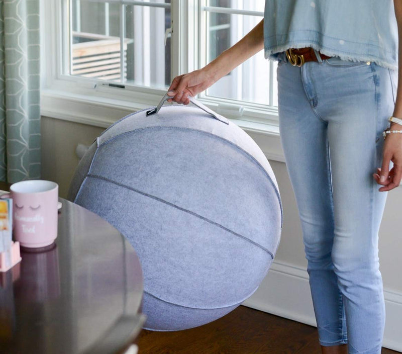 Vivora Luno Exercise Ball Chair, Canvas & Felt for Home Offices, Balance Training, Yoga Ball Standard Marble