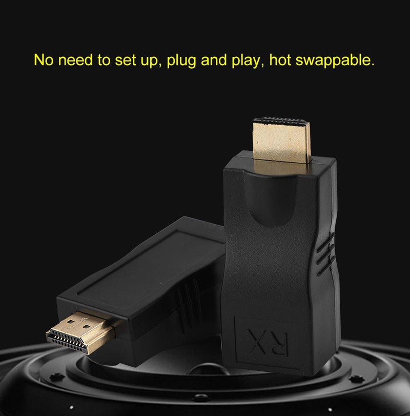 2X HDMI to RJ45 Network Cable Extender Converter Repeater Over Single 30m CAT-5e CAT6 Support HDMI1.4 3D 1080P Resolution, 4k 2k, for PS3 TV PC Projector Computer HD EVD, etc