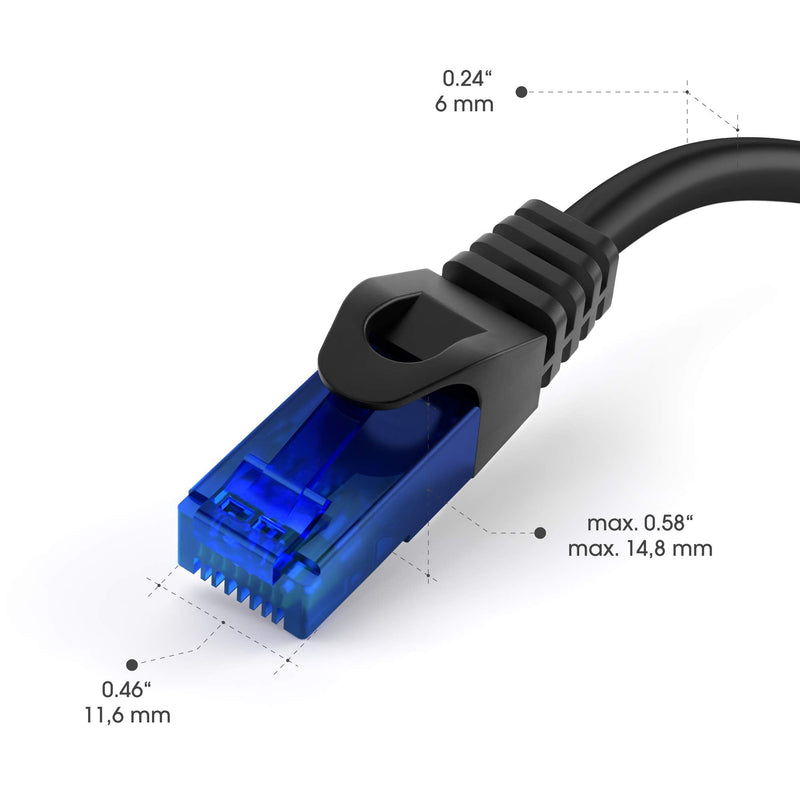 KabelDirekt - 15m - network cable, Ethernet, Lan & patch cable (transmits maximum fiber optic speed & is suitable for gigabit networks, switches, routers, modems with RJ45 input, blue) black/blue