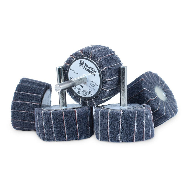 BHA Mounted Interleaf Flap Wheels for Sanding and Finishing, 2” x 1” x 1/4”, Gray (Ultra Fine) - 5 Pack