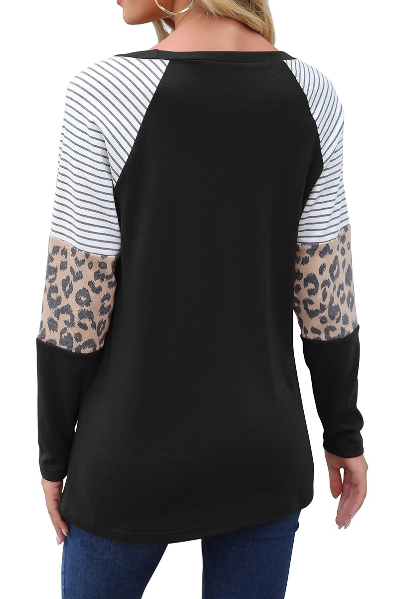 AYIFU Womens Casual Long Sleeve Tunic Tops Fall Shirts Loose Fit Comfy Blouses Small Black