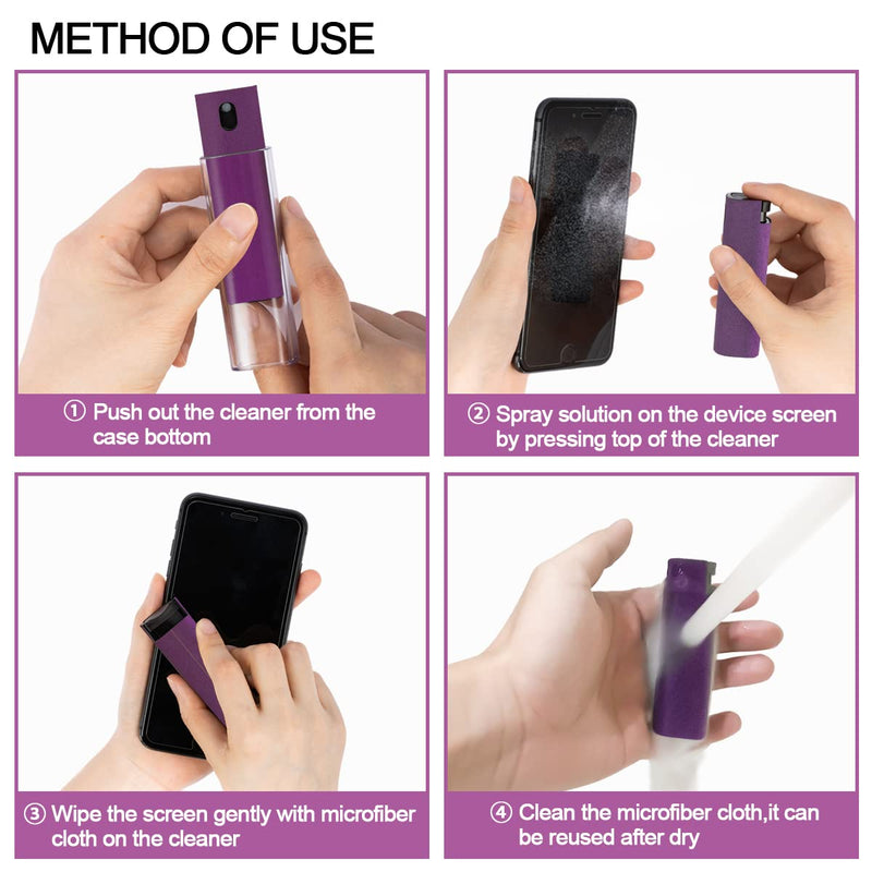 Screen Cleaner Touchscreen Mist Spray, walrfid Cleaning Kit for Electronic Smart Phone TV, Laptop, Tablet, PC, Computer LCD Flat Screens, Eyeglasses, Compatible with iPhone iPad MacBook Pro - Purple