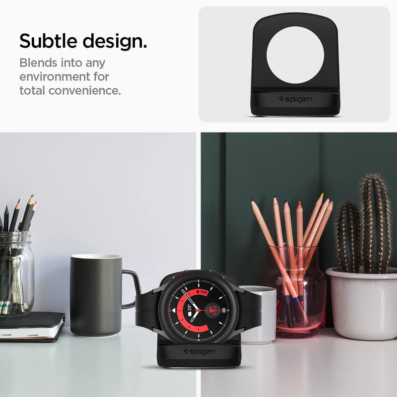 Spigen S353 Designed for Galaxy Watch5 Charger Stand (40, 44mm) / Galaxy Watch5 Pro 45mm Stand - Black