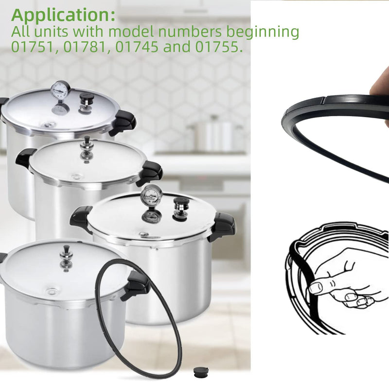 09985 Pressure Canner Sealing Ring - & Overpressure Plug for Presto 01751 01781 01745 01755 Pressure Cooker - 2 Pack