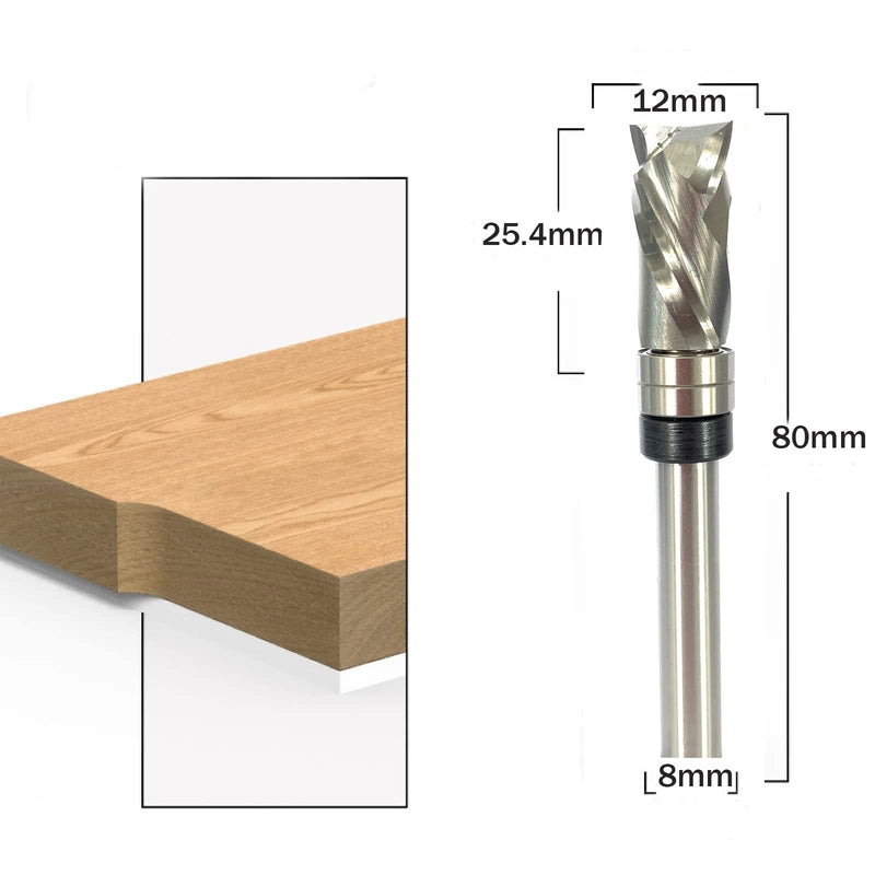 Sinoprotools spiral milling cutter 8mm shaft up-down cut, solid carbide milling cutter, compression milling cutter with 2 ball bearings on the shaft, double-edged router, for DIY woodworking 8x25mm Z2+2
