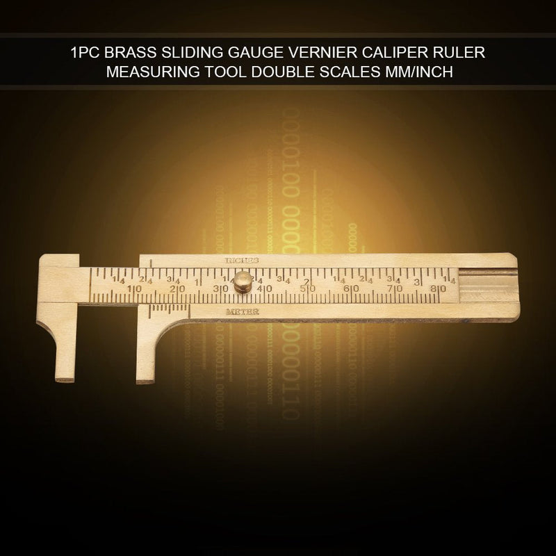 Brass Sliding Vernier Caliper Delaman Double Scales Ruler, mm/inch, Measuring Tool for Inside, Outside, Depth and Step (80mm)