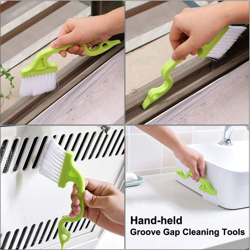Window or Sliding Door Track Cleaning Brush, Tile Lines Brush,Window Blind Duster, 2-in-1 Windowsill Sweeper, Hand-held Groove Gap , 5 Pieces