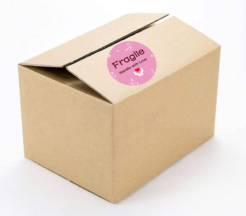 2 inch Pink Fragile Handle with Love Tender Warning Sticker Small Moving Thank You Shipping Labels for Luggage Gift Bag Small Business Mailing Packages 500 pcs per roll Heavy-Duty Handle with Care