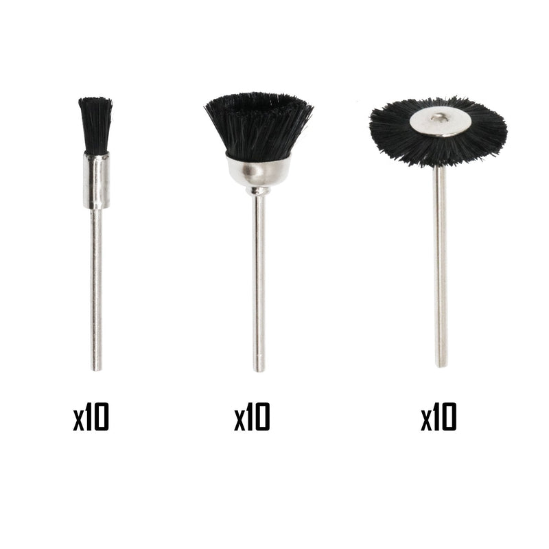 NIUPIKA Soft Nylon Bristle Brushes Cup Wire Brush Set Cleaning Polishing Accessories 2.35mm Shank for Rotary Drill Tools Pack of 30 Pieces