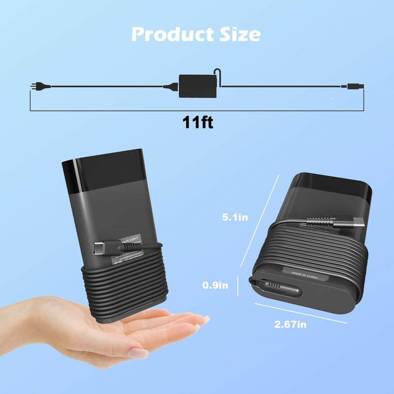 90W USB C Charger for Dell Latitude/Precision/XPS/Chromebook Laptop, Dell 90W Laptop Charger USB C 90W-Black