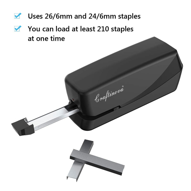 Craftinova Electric Stapler, ,eavy Duty Electric Stapler Desktop,Including 2000 Staples and 1 adapters,25 Sheet Capacity,Can Store 210 Staples，Battery not Included（Silvery) Black
