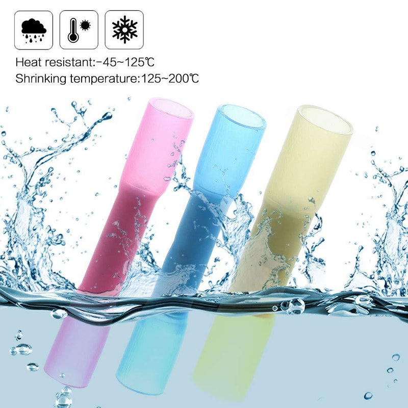 AIRIC Heat Shrink Butt Connectors 200pcs 22-16AWG Waterproof Butt Connector Heat Shrink Marine Automotive Electrical Straight Wire Crimp Connectors Red 22-16 AWG 200