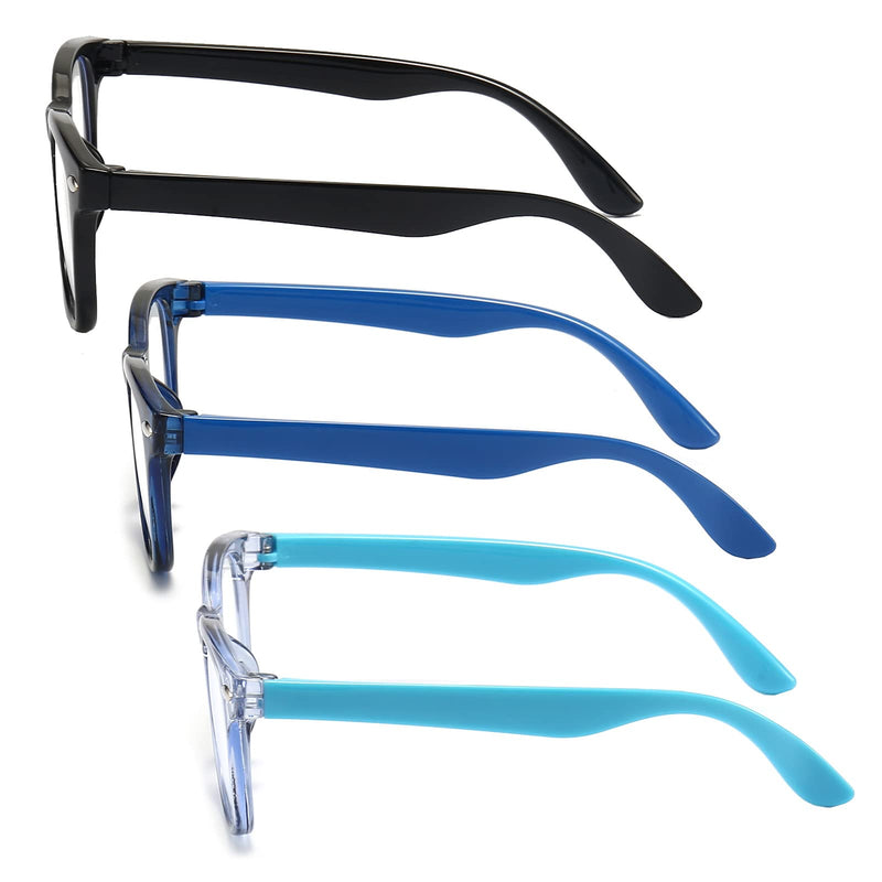 FANNYGO 3 Pack kids Blue Light Blocking Glasses for girls boys Computer Blue Light Blocking Glasses Age 3-11 Black + Dark Blue + Light Blue