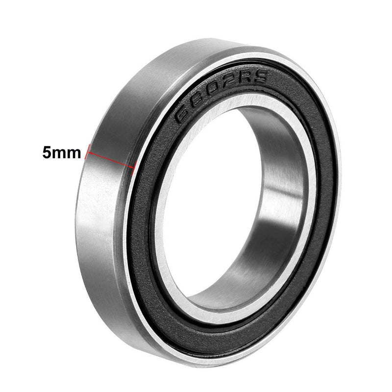 uxcell 6802-2RS Deep Groove Ball Bearing Double Sealed 1180802, 15mm x 24mm x 5mm Carbon Steel Bearings (Pack of 2) 15mmx24mmx5mm
