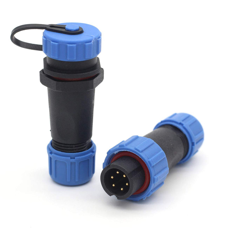 SZJELEN SP13 2pin/3pin/4pin/5pin/6pin/7pin/ 9pin IP67 Waterproof Connector Plug Socket,Electrical Wire Connector (6pin, Pair-Plug(Male)&Socket(Female)) 6pin Pair--Plug(male)&Socket(female)