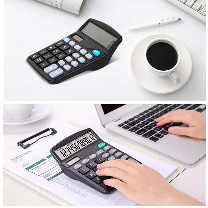 Desk Calculators Large Display 2 Pack,Solar Calculator, Basic Calculator with 12 Digits & Big button,Office calculator(Black)