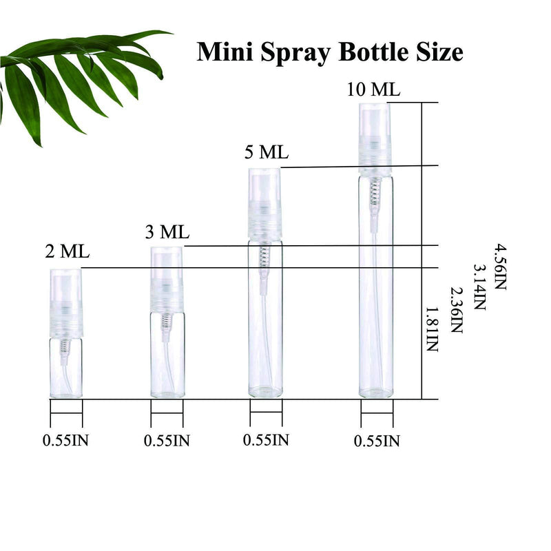 Mini Spray Bottle 5ml, Refillable Glass Spray Bottle, Glass Bottle Atomizer, Perfume Mouthwash Atomizer for Cleaning 5ml Refillable Container for Cleaning, Travel, Essential Oils, Perfume 60 Pcs, 5ml