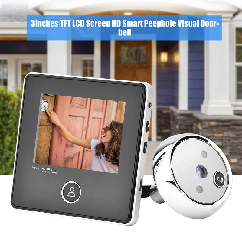 Digital Door Viewer, 3 inches TFT LCD Screen HD Smart Peephole Visual Doorbell with 1MP IR Night Vision Camera, Easy to Use, for Home Security (2) 2