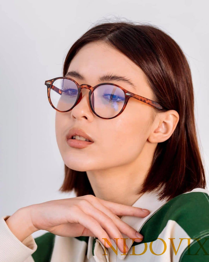 NIDOVIX Retro Round Blue Light Blocking Glasses for Men Women, Vintage Frame Non-prescription Computer Reading Eyeglasses 02 Tortoise 48 Millimeters