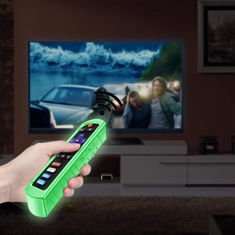 Fintie Protective Case for Roku Steaming Stick 3600R, TCL Roku TV RC280 Remote - CaseBot (Honey Comb Series) Light Weight (Anti Slip) Shock Proof Silicone Remote Controller Cover, Green Glow Steaming Stick (3600R) / TCL RC280 Z-Green Glow