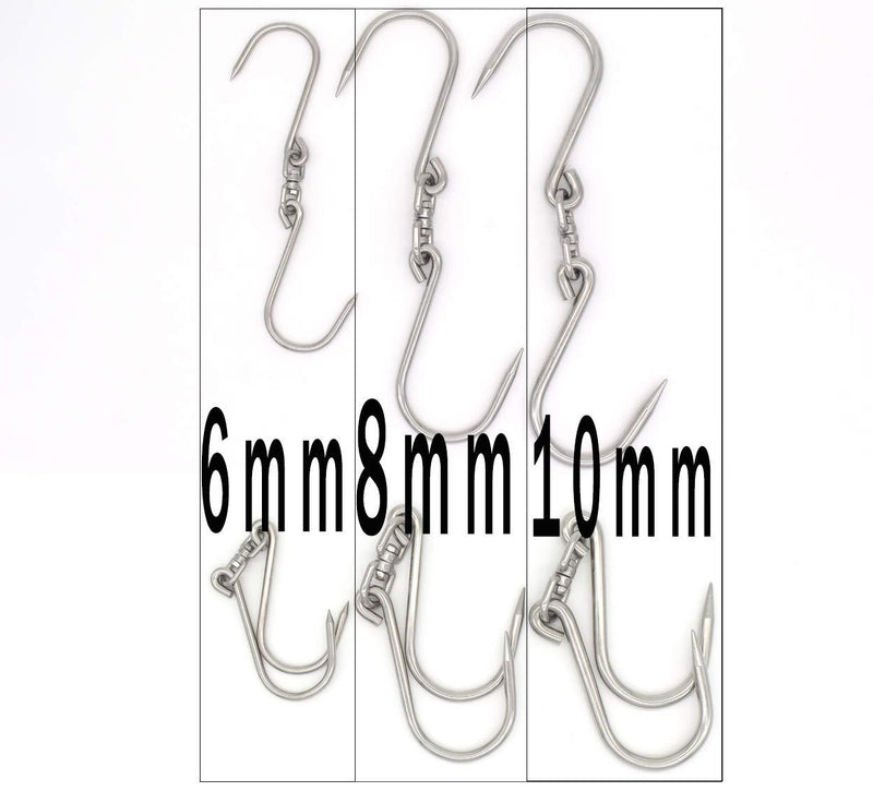 Alele 4pcs Swiveling Meat Hooks Heavy Duty Stainless Steel Processing Butcher Hooks Fish Hunting Carcass Hanging Hook Pack of 4 (10 inch 6mm Swiveling Meat Hook) 10 inch 6mm Swiveling Meat Hook