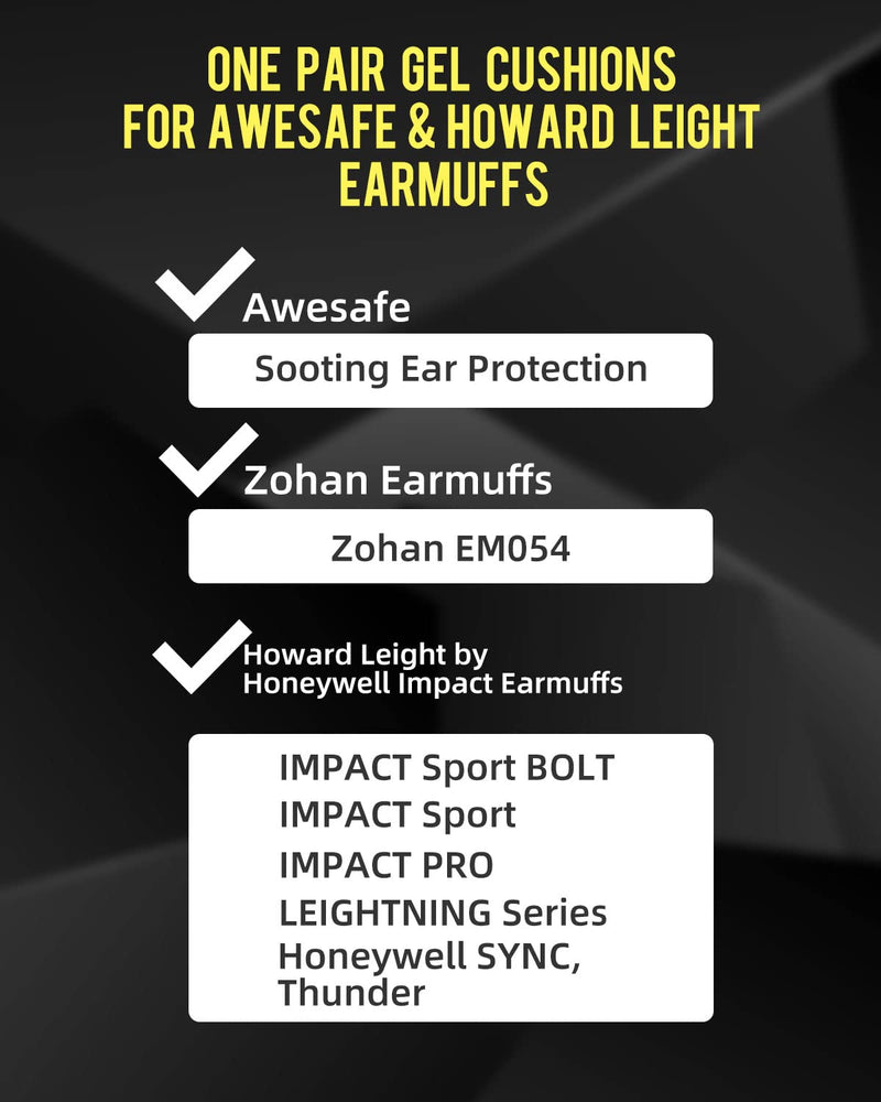 Hocazor G-1001 Replacement Gel Ear Pads Compatible with Awesafe, Howard Leight Earmuffs, Gucho Ear Protection, Zohan EM054 Hearing Protector Silicone Ear Cushions Hygiene Kit Compatible With Awesafe & Howard Leight