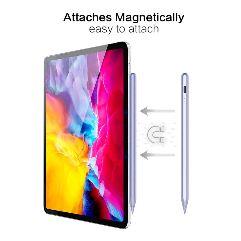 Stylus Pen for iPad, Palm Rejection iPad Pencil for iPad Pro 2021 11/12.9 Inch(2018-2021), iPad 8th Generation, iPad 7/6th, iPad Air 4th/3rd, Upgraded Tilt Sensitivity Magnetic Stylus Pen, Purple