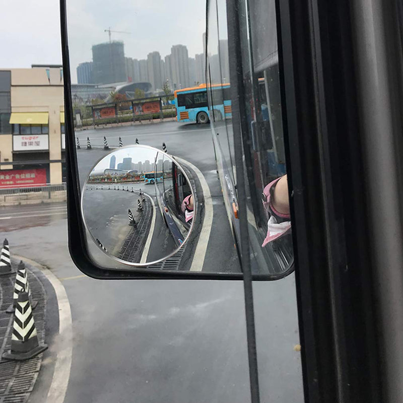 ESreake 2PCS Non-adjustable Large Stick-on Convex Blind Spot Mirror,3.75" HD Glass Big Round Convex Rear View Mirror,Strong Adhesive Mirror for Car, Van, SUV and Trucks (3-3/4"(95mm), Frameless) 3-3/4"(95mm)