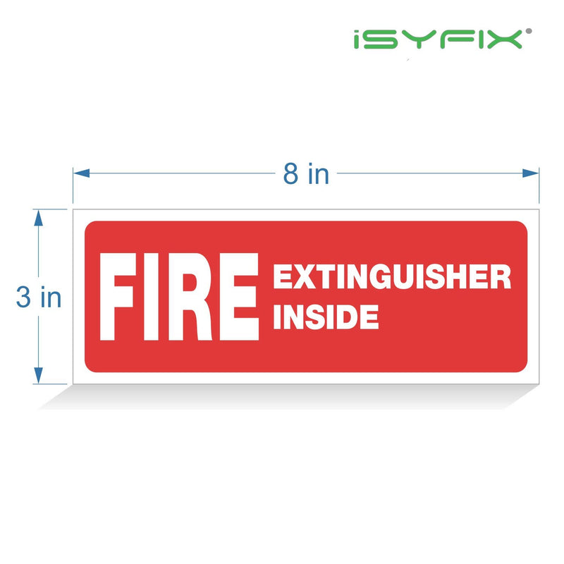 Fire Extinguisher Inside Signs Stickers – 4 Pack 8x3 Inch – Premium Self-Adhesive Vinyl, Laminated for Ultimate UV, Weather, Scratch, Water and Fade Resistance, Indoor and Outdoor RED