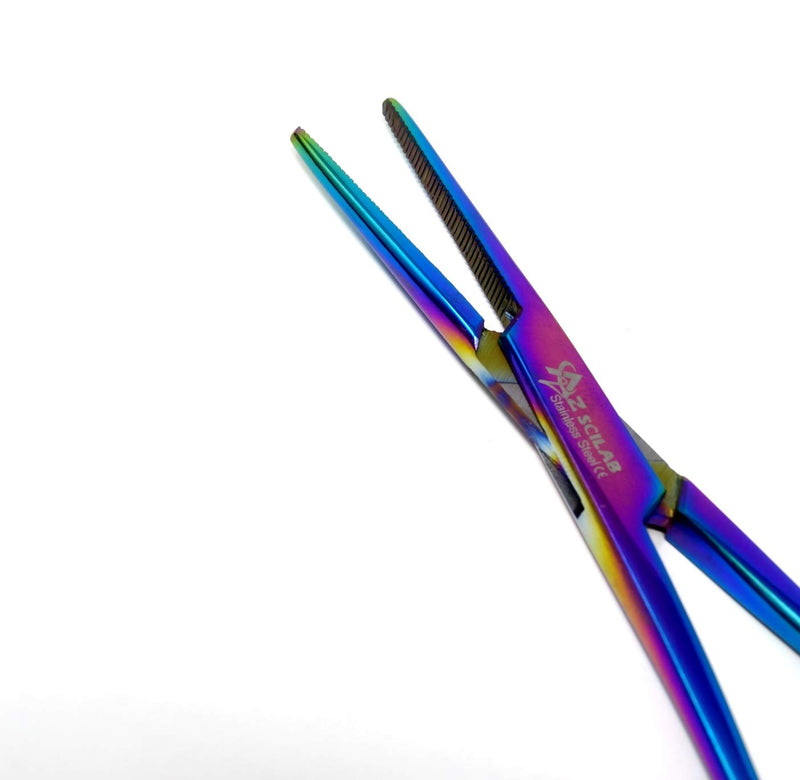 Multi Color Rainbow Mosquito Hemostat Forceps 5" Straight Pliers Stainless Steel (A2ZSCILAB Brand)