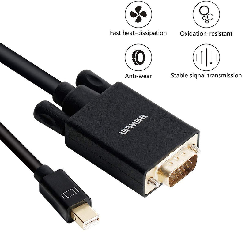 Mini DisplayPort to VGA Cable, Benfei Mini DisplayPort to VGA 6 Feet Cable (Thunderbolt 2 Compatible) with MacBook Air/Pro, Surface Pro/Dock, Monitor, Projector 1 PACK