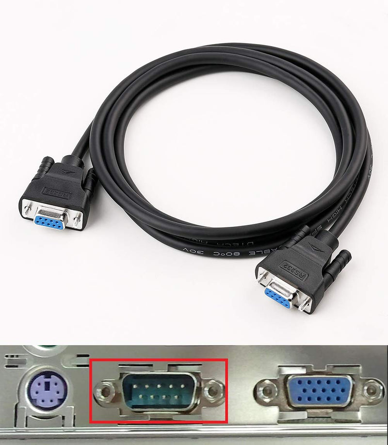DTECH DB9 RS232 Serial Cable Female to Female Null Modem Cord Cross TX RX line for Data Communication (15 Feet, Black) 15ft