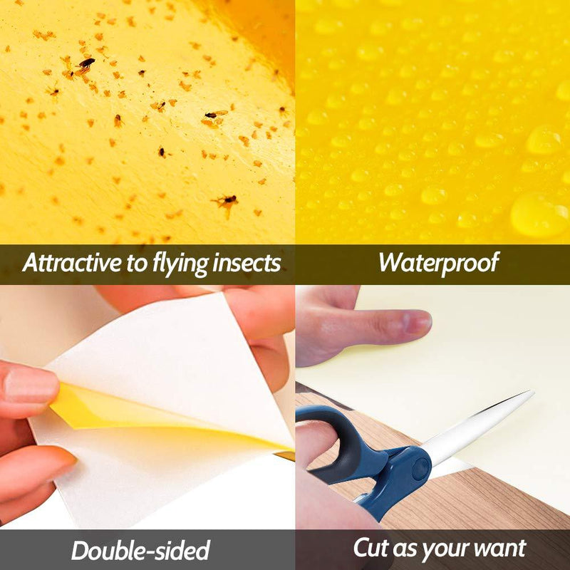 Kensizer 10-Pack Yellow Sticky Gnat Traps Killer for Indoor/Outdoor Flying Plant Insect Like Fungus Gnats, Whiteflies, Aphids, Leaf Miners, Other Flying Plant Insects - 6x8 in, Twist Ties Included