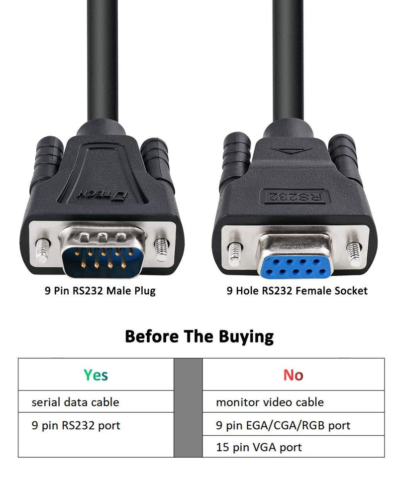 DTECH 1.5ft COM Port Serial Cable Male to Female RS232 Extension 9 Pin Straight Through Cord (0.5 Meter, Black)