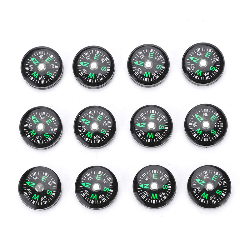 12 Pcs Button Compass, 20mm Mini Pocket Oil Filled Compass for Hiking Camping Outdoor Activities Accessory