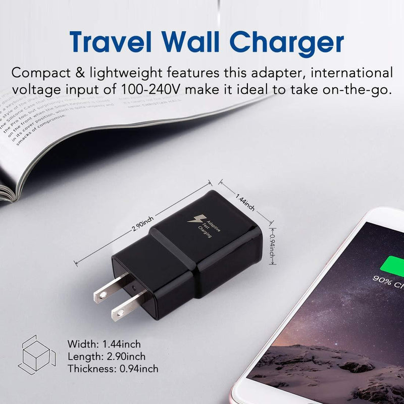 Adaptive Fast Type C Charger Compatible Samsung Galaxy S21+ S21 Ultra 5G S9 S8 Plus S10 S10e S20 FE Note 8 9 10 20 Plus, 2 Pack Charging Adapter + 2 Pack 6.6ft USB-C Cables