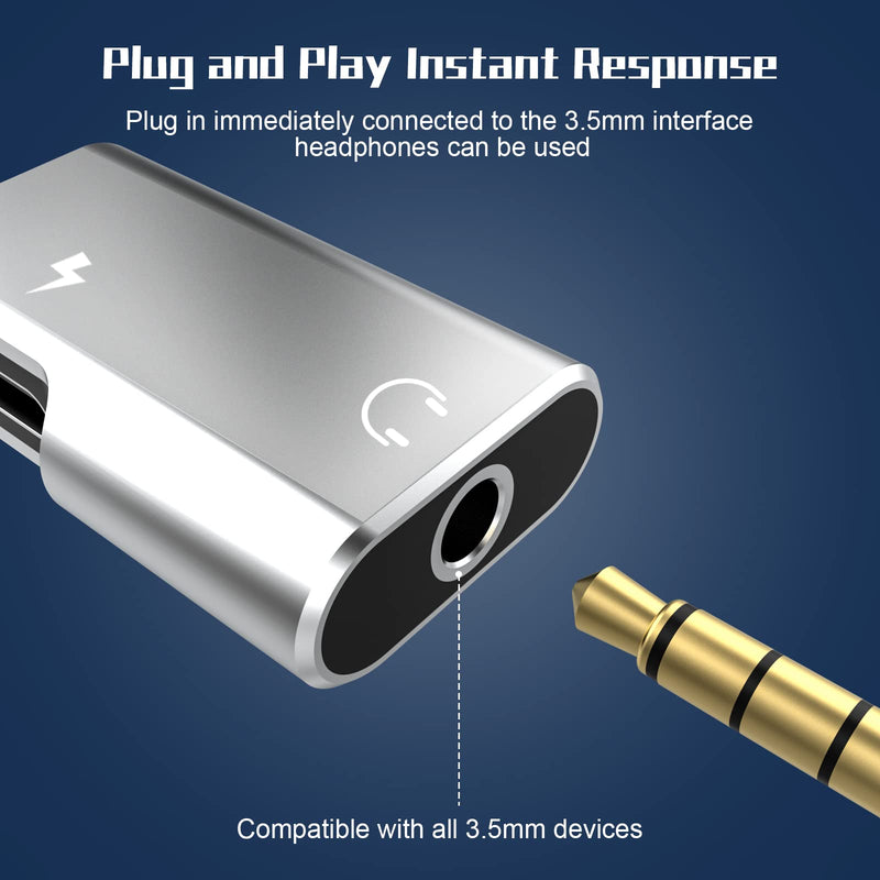 Asobilor USB C to 3.5mm Headphone and Charger Adapter, 2-in-1 USB C to Aux Audio Jack Hi-Res DAC and Fast Charge Dongle Cable Compatible with Galaxy/Pixel/Note Series