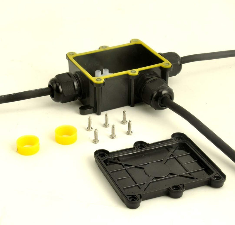 Waterproof Junction Box ,Outdoor Junction Box, Waterproof Electrical Junction Box, IP68, 3 Way M20 coaxial Cable Connector Wire Range from 4 to 12mm, Black (3 Way, 2 pcs) 3 way, 2 pcs