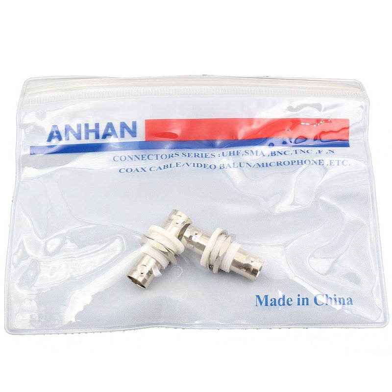BNC Female Bulkhead Connector,ANHAN BNC Female to Female Bulkhead Coax Adapter BNC Coupler Coaxial Cable adapters for CCTV Security Camera 2Packs BNC Female Bulkhead 2pcs