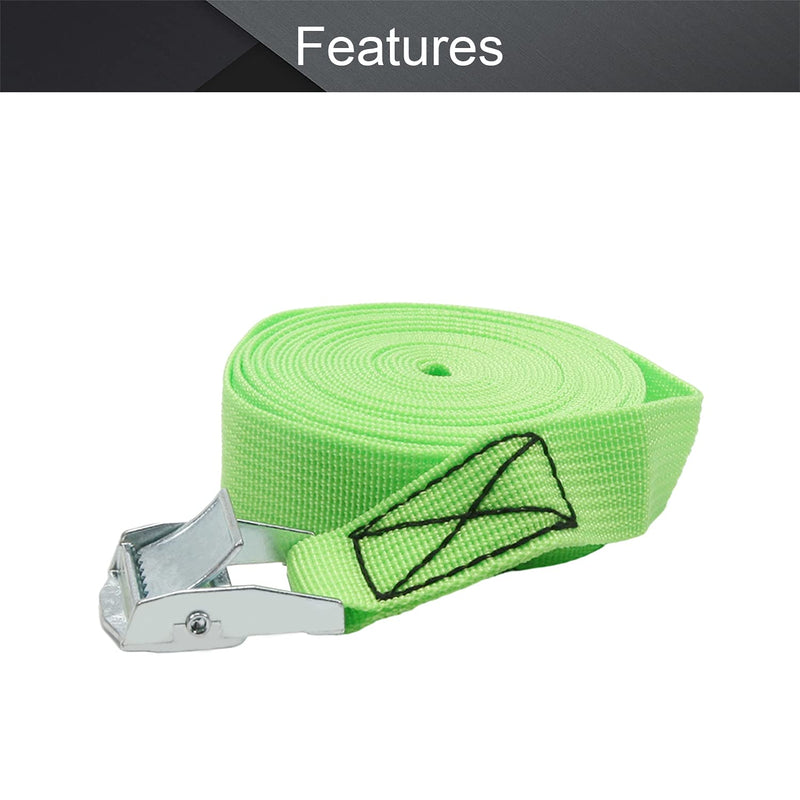 Bettomshin 0.98" Width x 14.76ft Length Lashing Straps Polypropylene Cam Buckle Lashing Straps 200Kg Load Cargo Tie Down Strap 25mm x 4.5M for Moving Cargo Green Tone 4Pcs