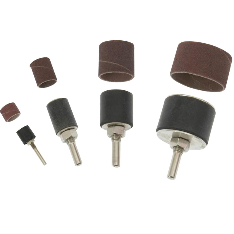 20-piece set: 4x sanding rollers 1/2" 3/4" 1" 1.5" with 16 sanding rollers K80 + K120